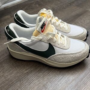 Nike Retro Runner Sneakers in White, Cream & Forest Green